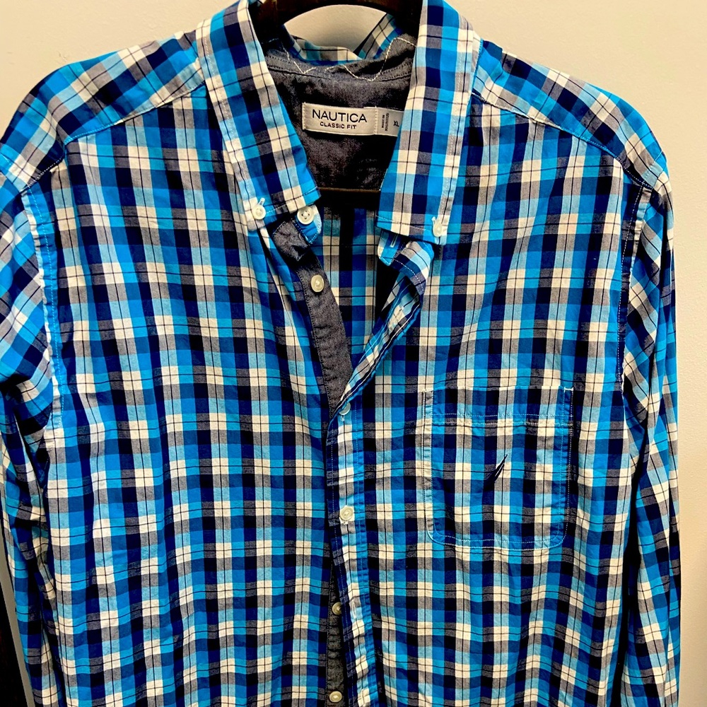 Nautica Classic Fit XL Blue Plaid